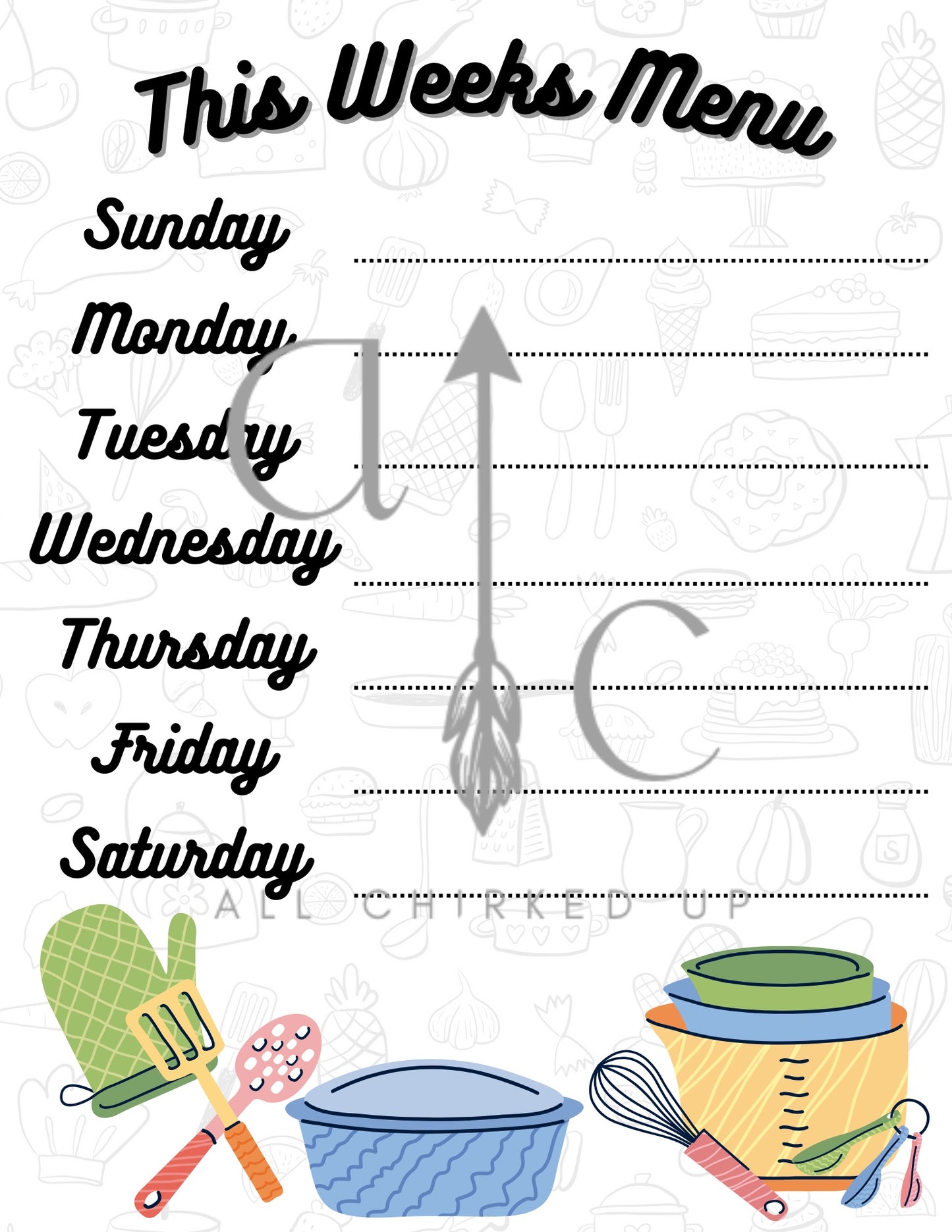 Easy Menu Planning Printable