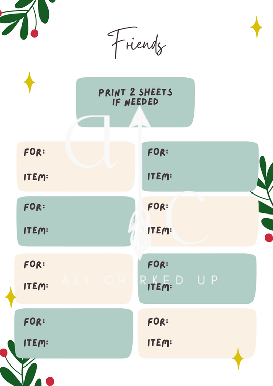 Christmas Organization Printable