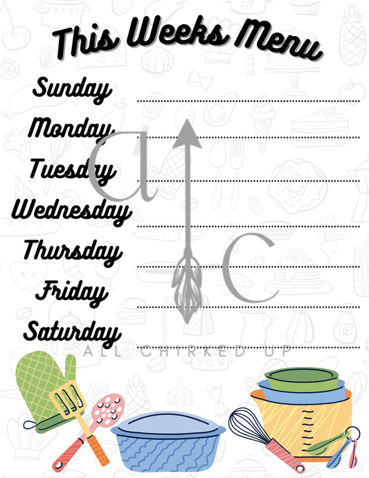 Easy Menu Planning Printable