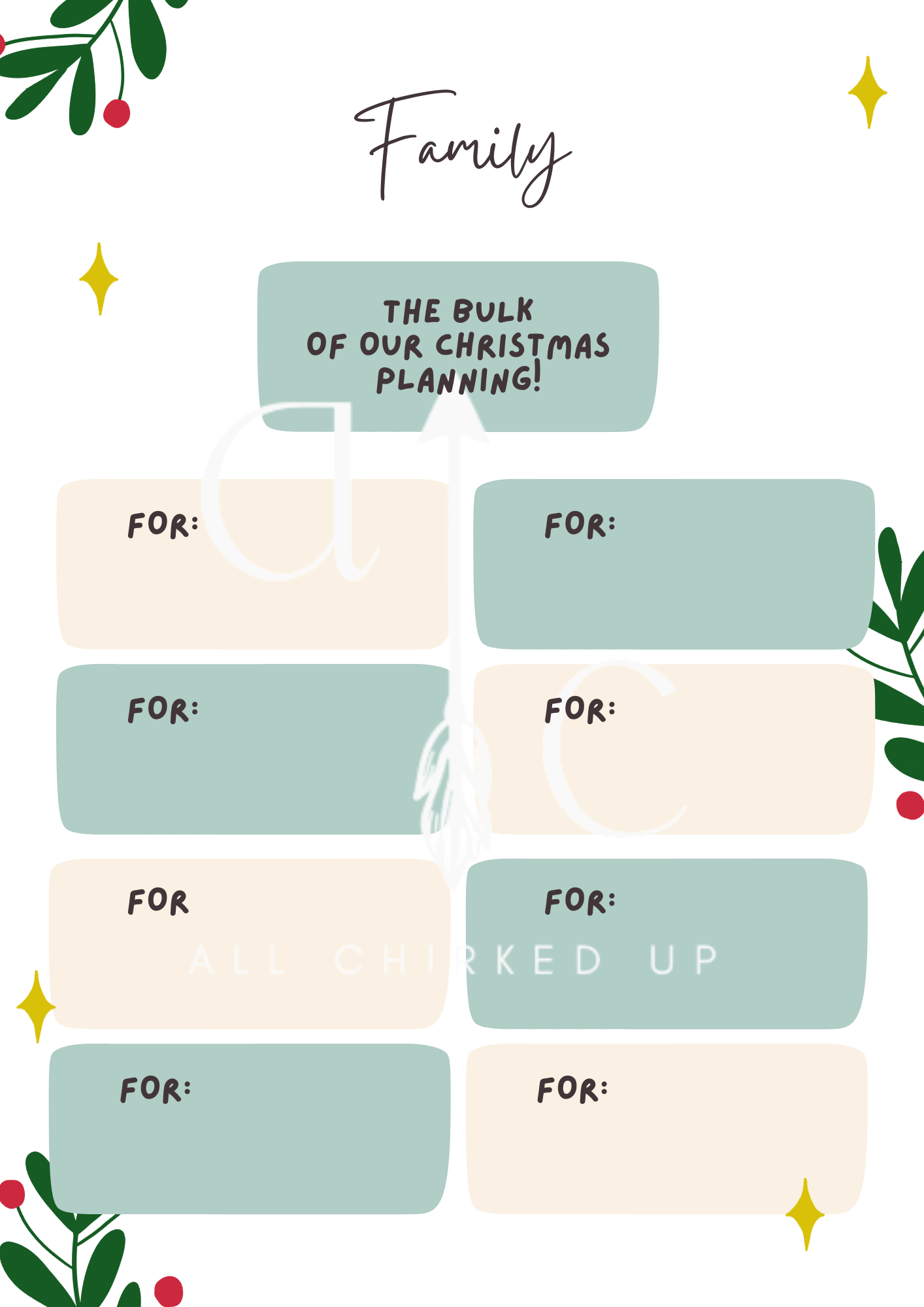 Christmas Organization Printable