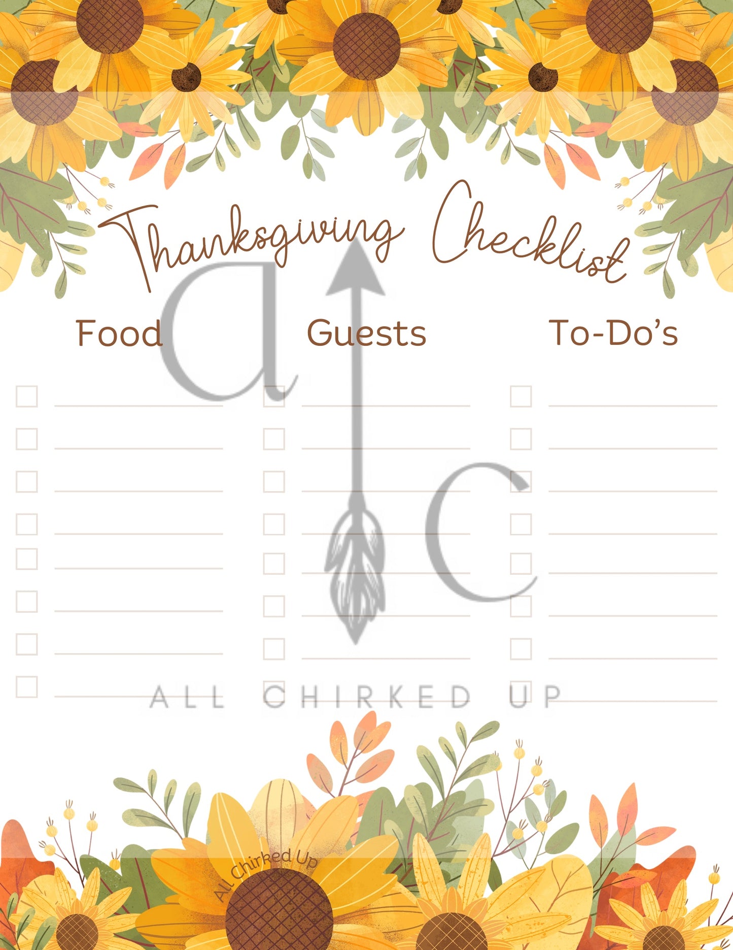 Thanksgiving Planning Printable