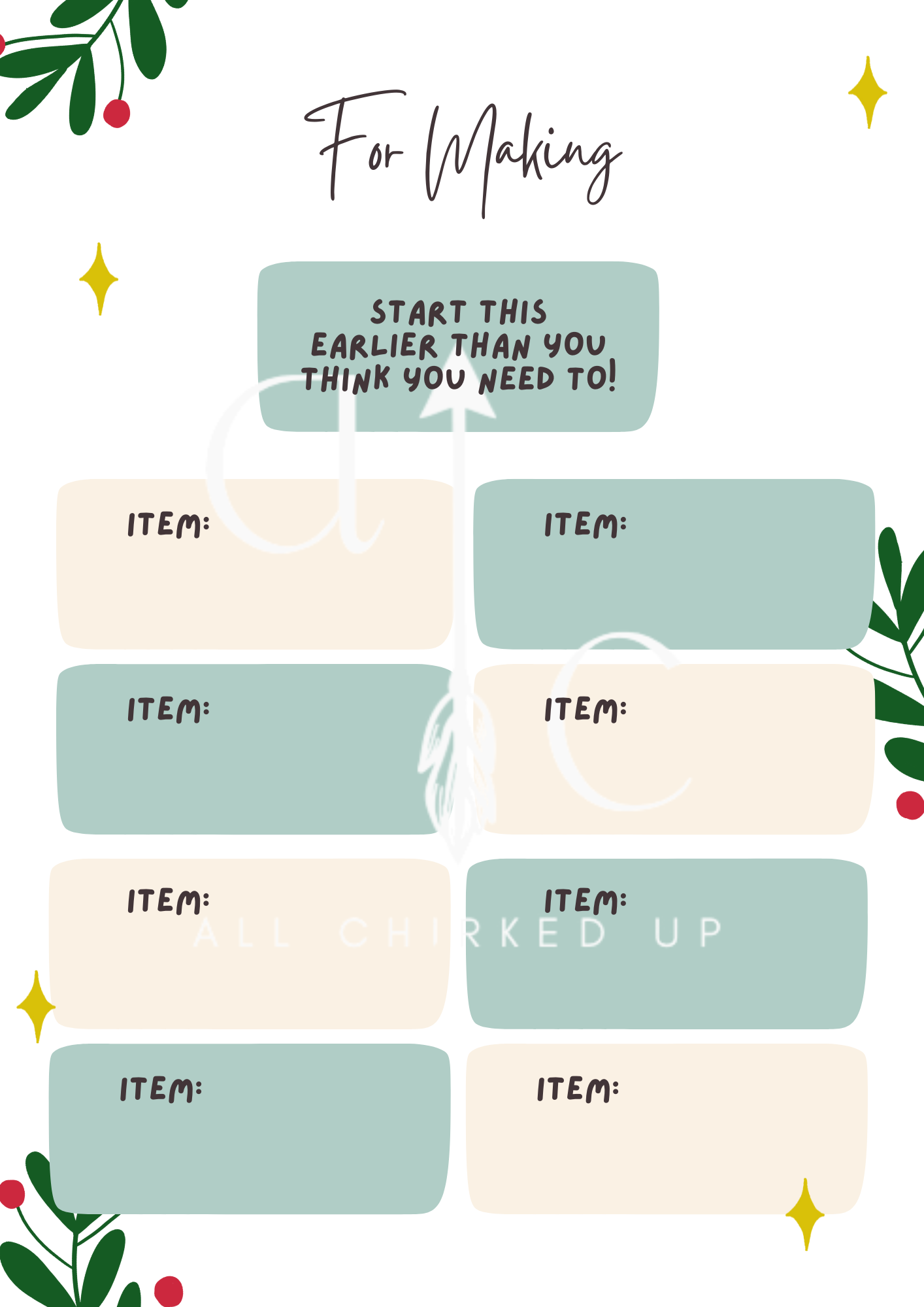 Christmas Organization Printable